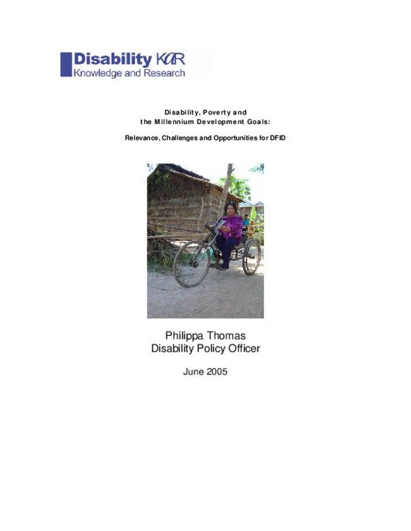 (PDF) Disability, poverty and the millennium development goals ...