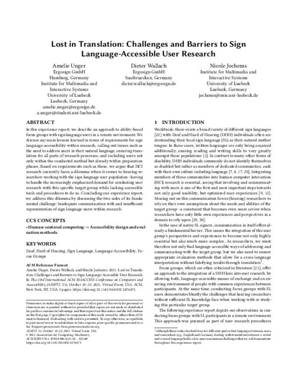 (PDF) Lost in Translation: Challenges and Barriers to Sign Language ...