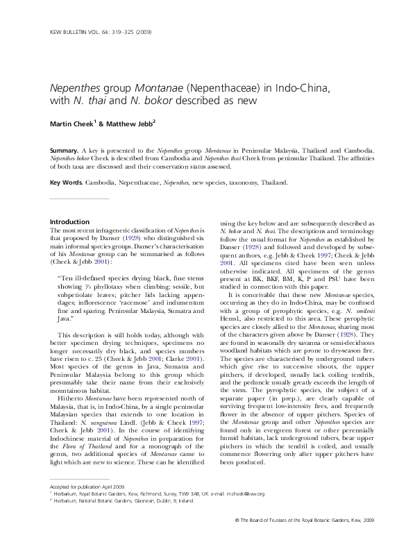 (PDF) Nepenthes group Montanae (Nepenthaceae) in Indo-China, with N ...