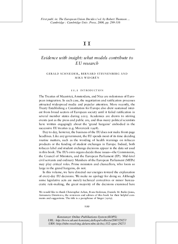 (PDF) Evidence with insight: what models contribute to EU research