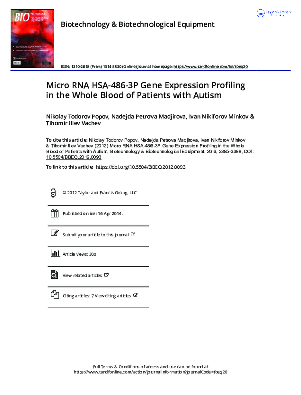 (PDF) Micro RNA HSA-486-3P Gene Expression Profiling in the Whole Blood ...