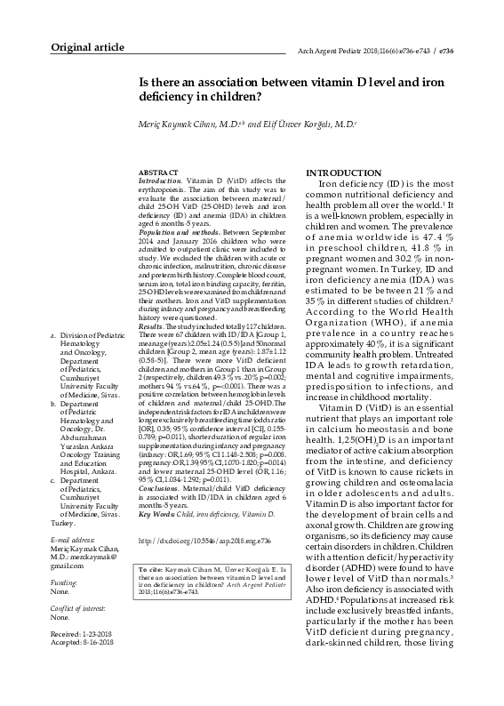 (PDF) Is there an association between Vitamin D level and inflammatory ...