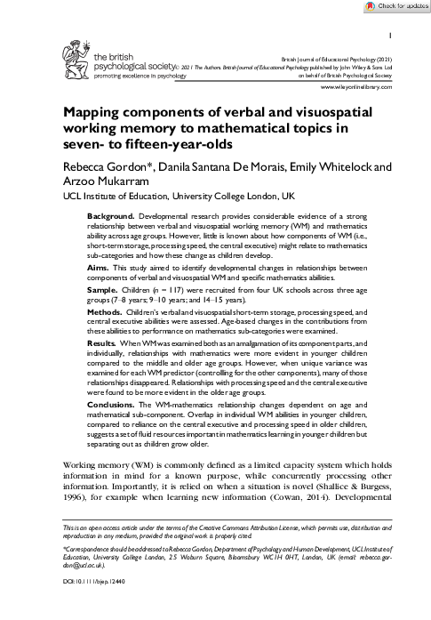 (PDF) Mapping components of verbal and visuospatial working memory to ...