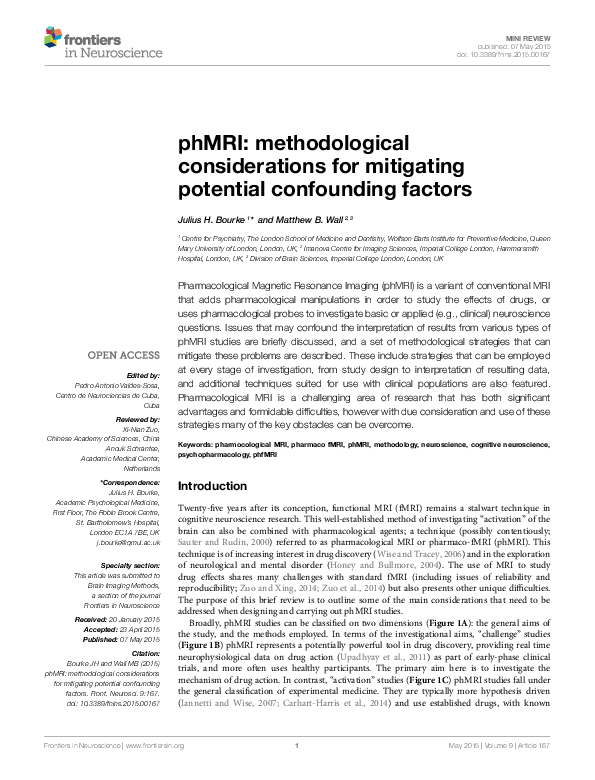 (PDF) phMRI: methodological considerations for mitigating potential ...