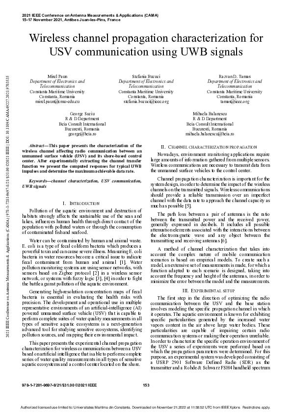 (PDF) Wireless channel propagation characterization for USV ...