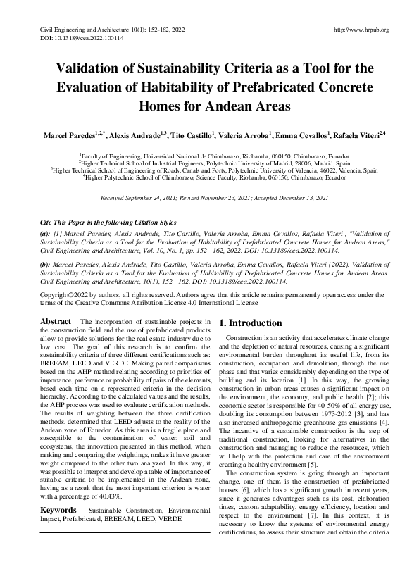 (PDF) Validation of Sustainability Criteria as a Tool for the ...