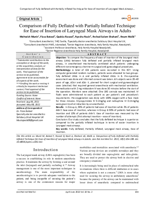 (PDF) Comparison of Fully Deflated with Partially Inflated Technique