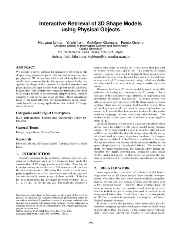 (PDF) Interactive retrieval of 3D shape models using physical objects