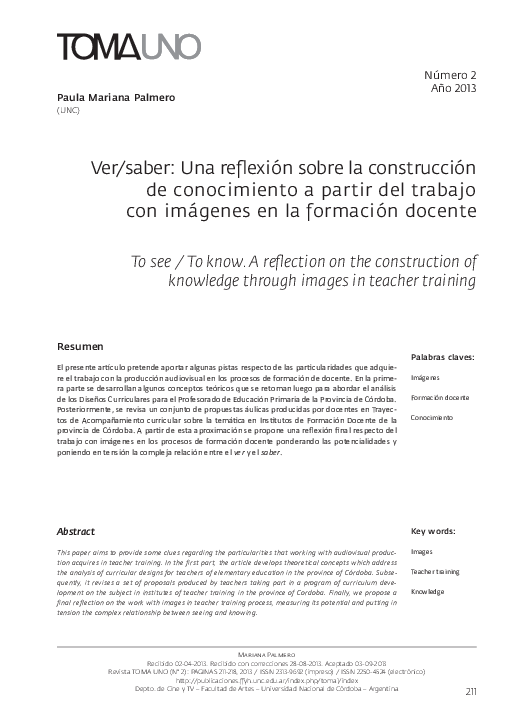 (PDF) To see / To know: a reflection on the construction of knowledge ...
