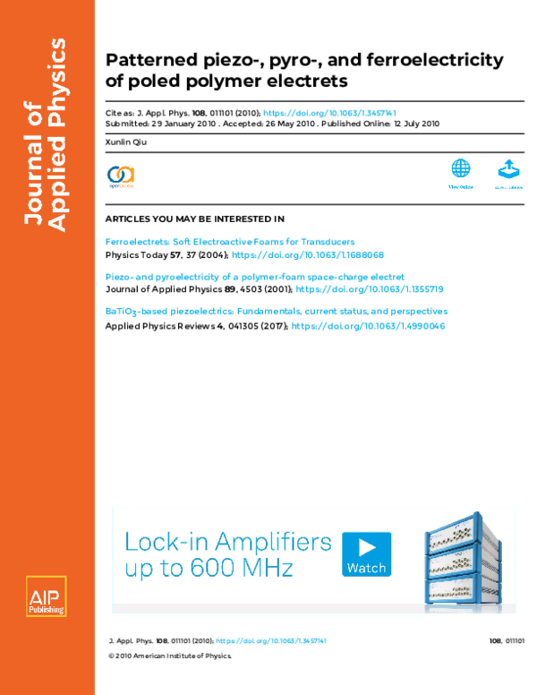 (PDF) Patterned piezo-, pyro-, and ferroelectricity of poled polymer ...