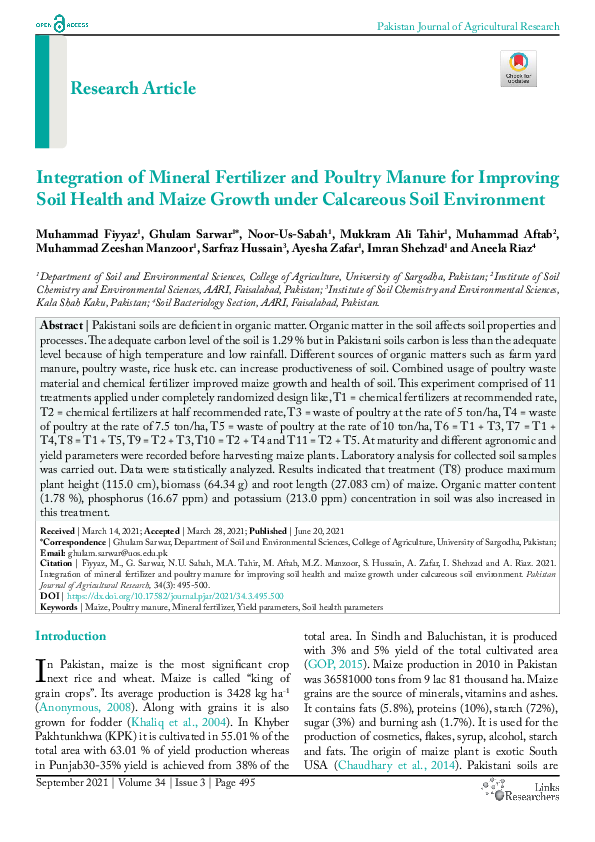 (PDF) Integration of Mineral Fertilizer and Poultry Manure for ...