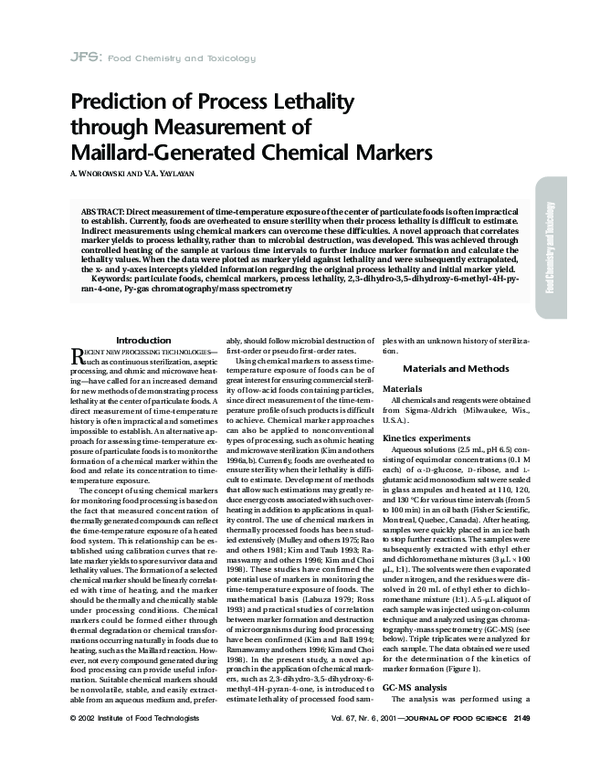 (PDF) Prediction of Process Lethality through Measurement of Maillard ...