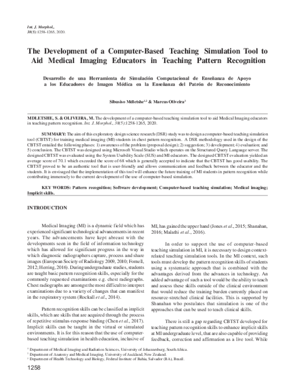 (PDF) The Development of a Computer-Based Teaching Simulation Tool to ...