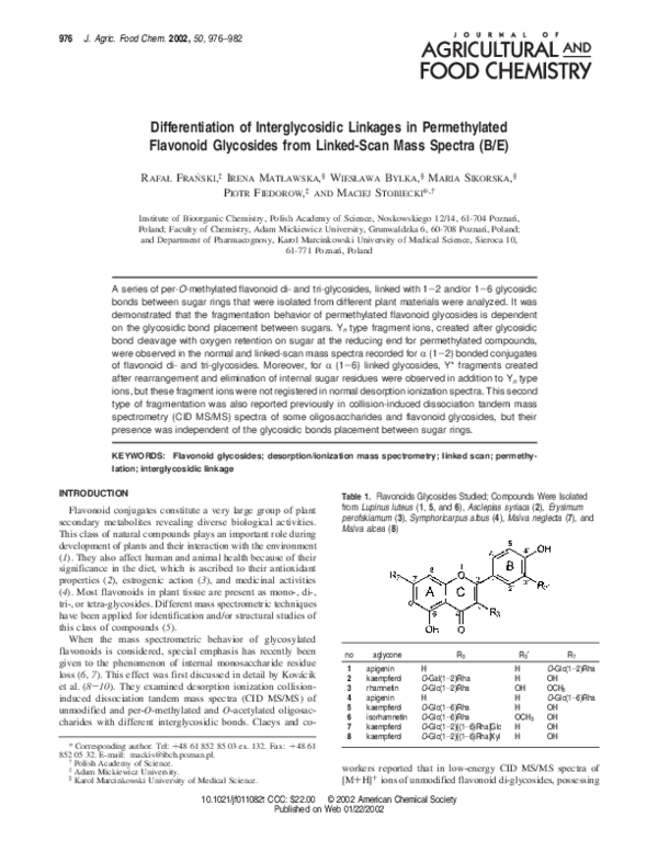 (PDF) Differentiation of Interglycosidic Linkages in Permethylated ...