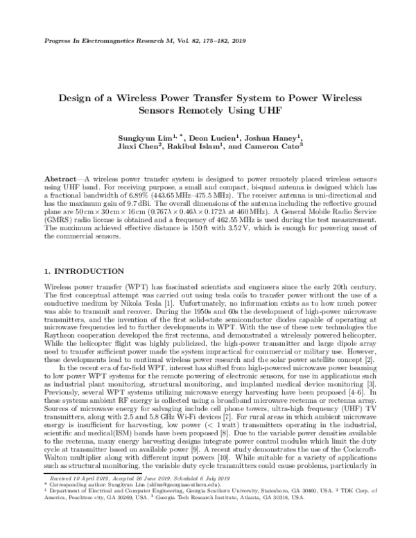 (PDF) Design of a Wireless Power Transfer System to Power Wireless ...