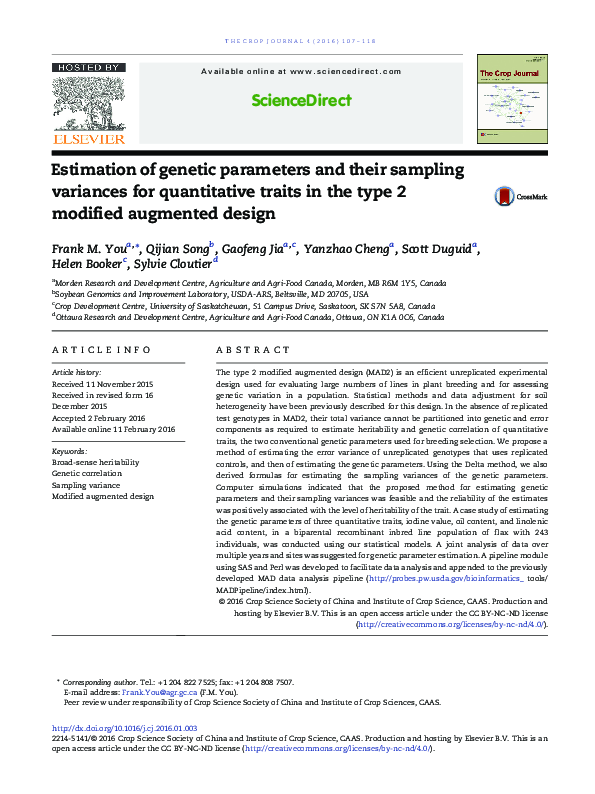 (PDF) Estimation of genetic parameters and their sampling variances for ...