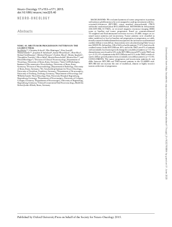 (PDF) NIMG-40MRI Tumor Progression Patterns in the Glarius Trial
