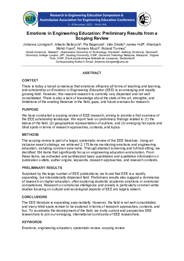 (PDF) Emotions in Engineering Education: Preliminary Results from a ...