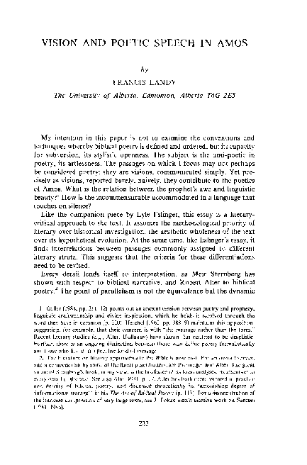 (PDF) Vision and Poetic Speech in Amos