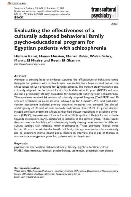 (PDF) Evaluating the effectiveness of a culturally adapted behavioral ...