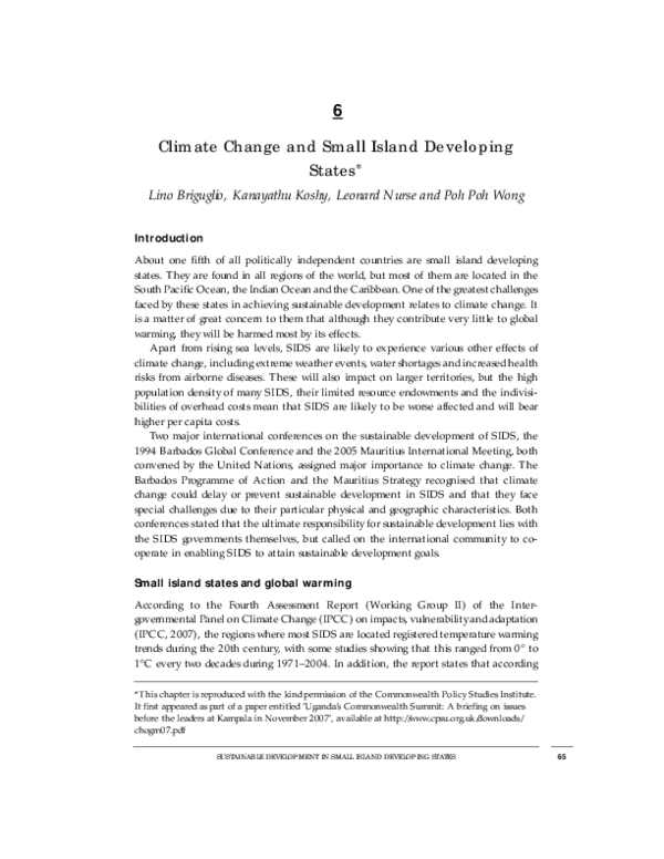 (PDF) Climate Change and Small Island Developing States Lino Briguglio ...