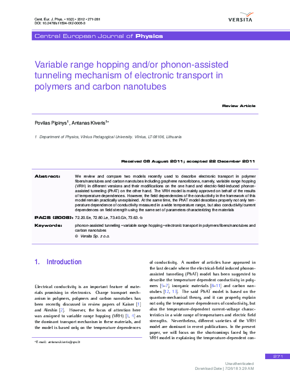 (PDF) Variable range hopping and/or phonon-assisted tunneling mechanism ...