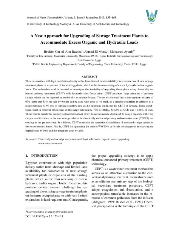 (PDF) A New approach for upgrading of sewage treatment plants to ...