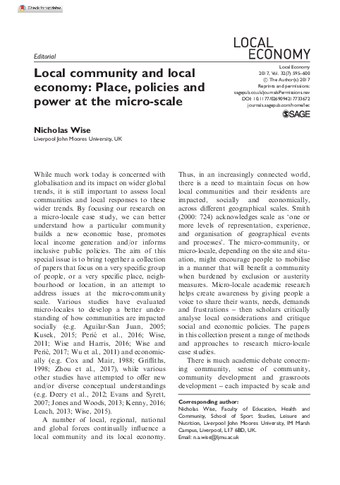 (PDF) Local community and local economy: Place, policies and power at ...