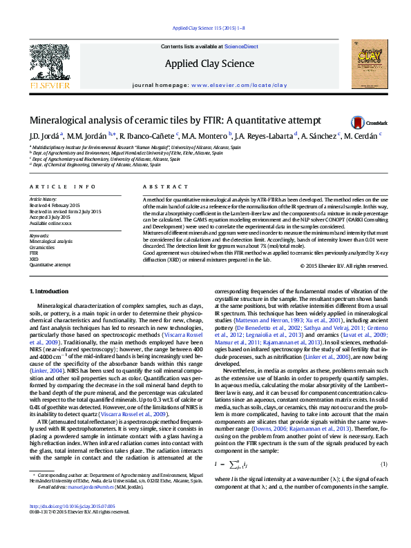 (PDF) Mineralogical analysis of ceramic tiles by FTIR: A quantitative ...