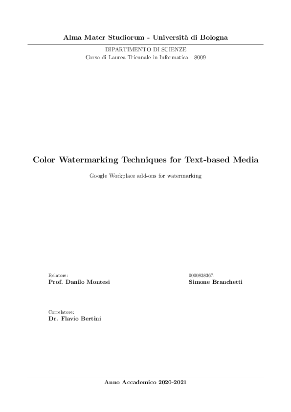 (PDF) Color Watermarking Techniques for Text-based Media