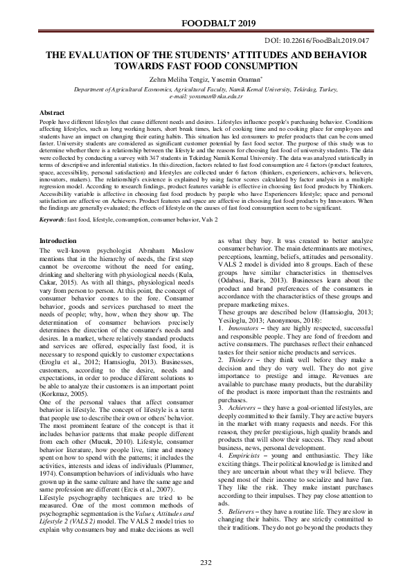 (PDF) The evaluation of the students’ attitudes and behavior towards ...