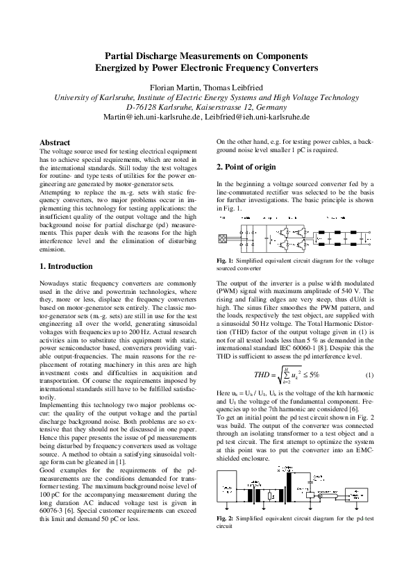 (PDF) Partial Discharge Measurements on Components Energized by Power ...