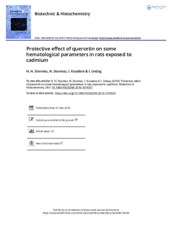 (PDF) Protective effect of quercetin on some hematological parameters ...