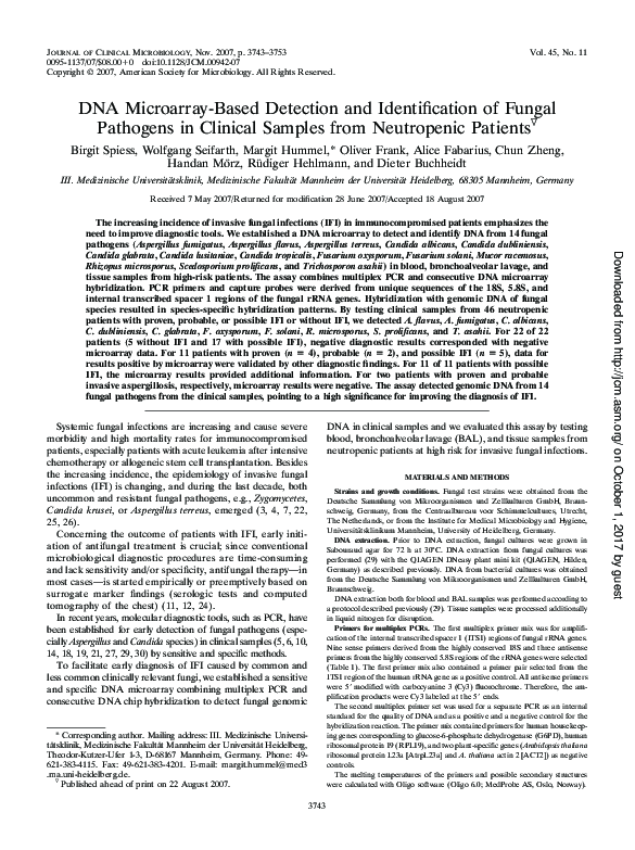(PDF) DNA Microarray-Based Detection and Identification of Fungal ...