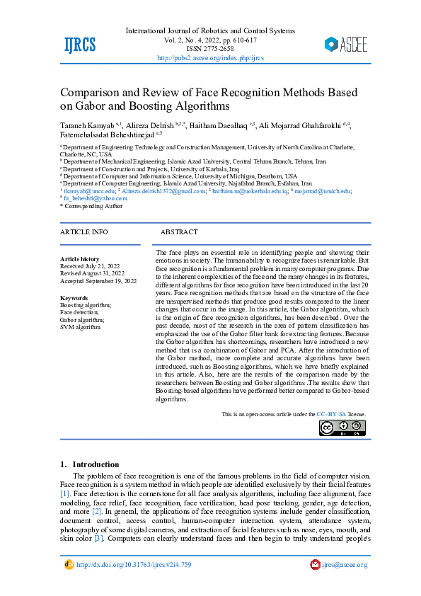 (PDF) Comparison and Review of Face Recognition Methods Based on Gabor ...