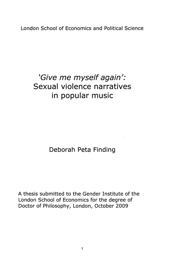 PDF) Give me myself again' : sexual violence narratives in popular 