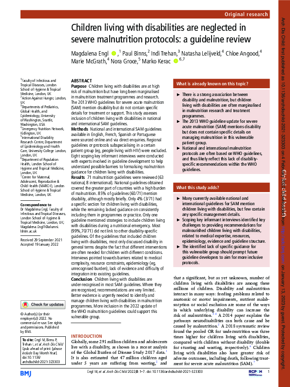 (PDF) Children living with disabilities are neglected in severe ...