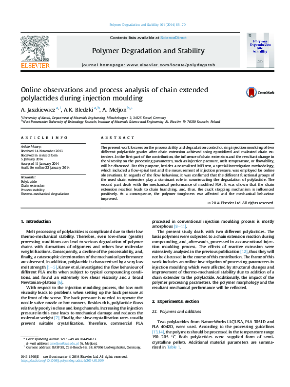 (PDF) Online observations and process analysis of chain extended ...