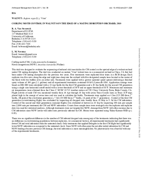 (PDF) Codling Moth Control in Walnuts on the Edge of a Mating ...