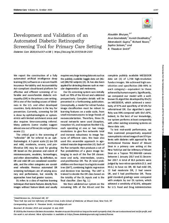 (PDF) Development and Validation of an Automated Diabetic Retinopathy ...