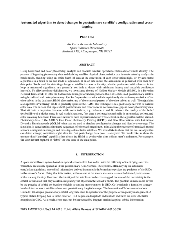 (PDF) Automated Algorithm to Detect Changes in Geostationary Satellites ...