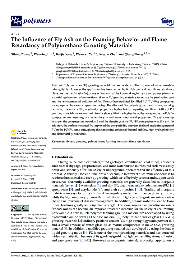 (PDF) The Influence of Fly Ash on the Foaming Behavior and Flame ...