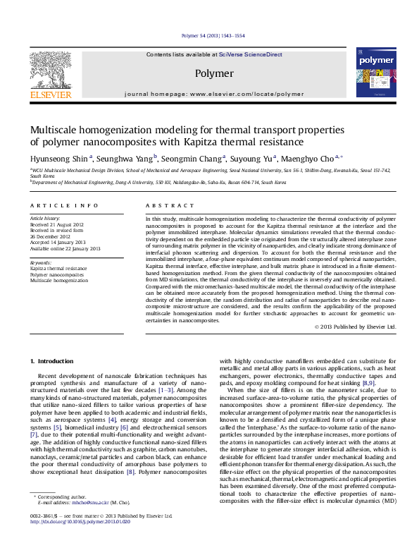 (PDF) Multiscale homogenization modeling for thermal transport ...