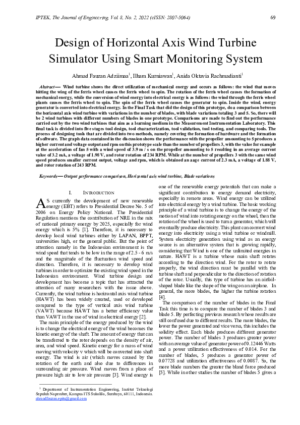 (PDF) Design of Horizontal Axis Wind Turbine Simulator Using Smart ...