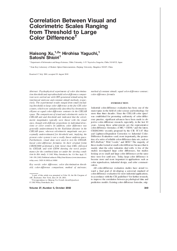 (PDF) Correlation between visual and colorimetric scales ranging from ...