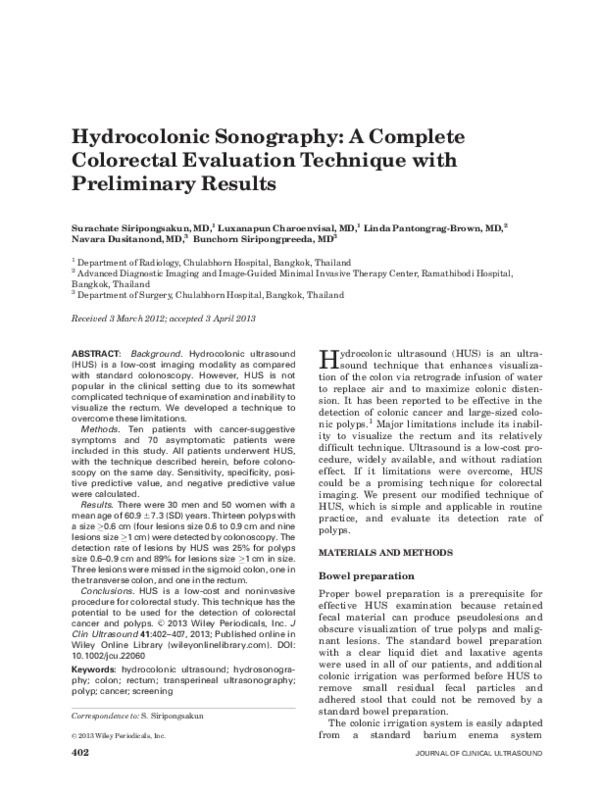 (PDF) Hydrocolonic sonography A complete colorectal evaluation technique with preliminary