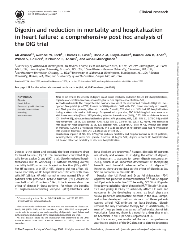 (PDF) Digoxin and reduction in mortality and hospitalization in heart ...