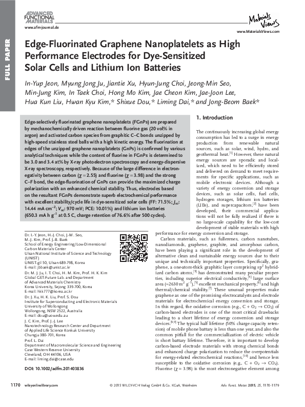 (PDF) Edge-Fluorinated Graphene Nanoplatelets as High Performance ...