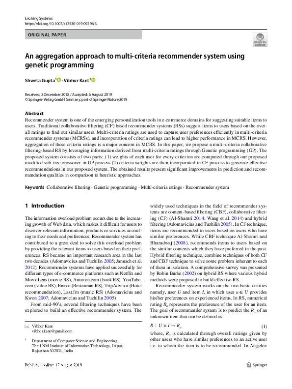 (PDF) An aggregation approach to multi-criteria recommender system ...