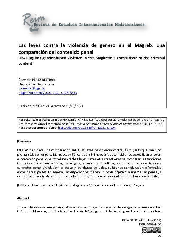 (PDF) Las leyes contra la violencia de género en el Magreb: una ...